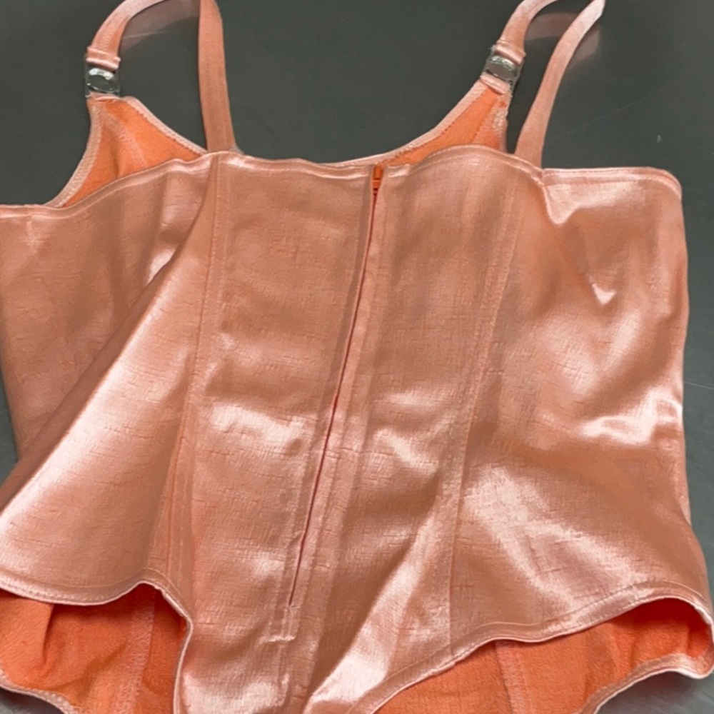 Vintage Massconi Women's Peach Satin Jacket & Bodysuit Set - Picture 6 of 13